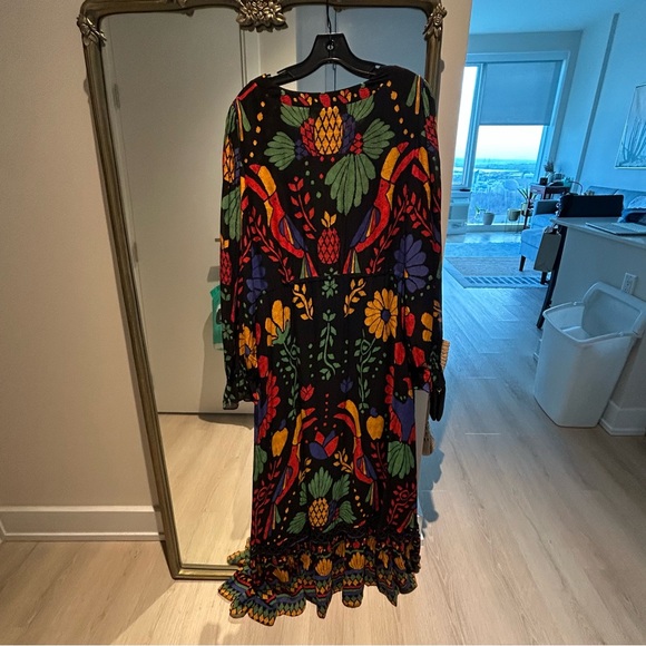 Anthropologie Georgette farm Rio Black Maxi Dress with Multicolor Floral XL - Picture 8 of 9